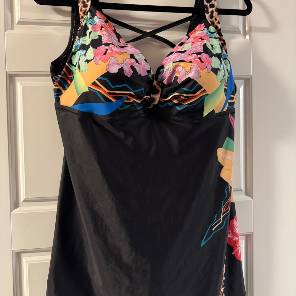 Floral Black Swim Dress